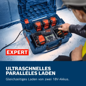 Mit dem Bosch EXAL18V2-320 Ladegerät kannst Du ultraschnell zwei Expert Akkus laden
